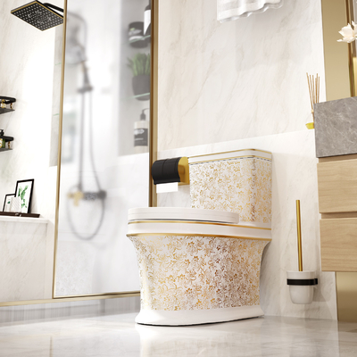 WC Bathroom вокруг санитарного цвета шара туалета изделий керамического золотого
