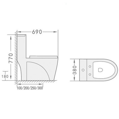 обдирка 300mm 400mm в WC изделий цельного туалета Siphonic санитарном