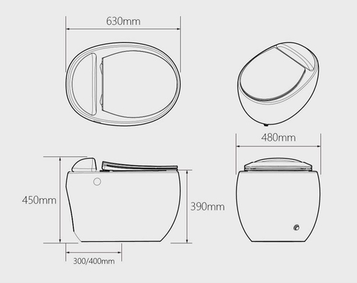 дизайн коробки цельного туалета Siphonic взгляда футбола 3D безводный