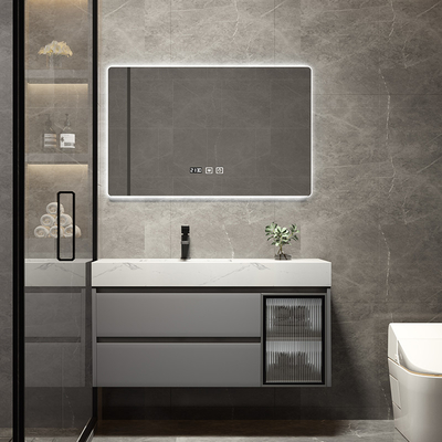 Тщета шкафов Bathroom прямоугольника 23in твердая деревянная прозрачная стеклянная