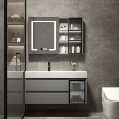 Тщета шкафов Bathroom прямоугольника 23in твердая деревянная прозрачная стеклянная