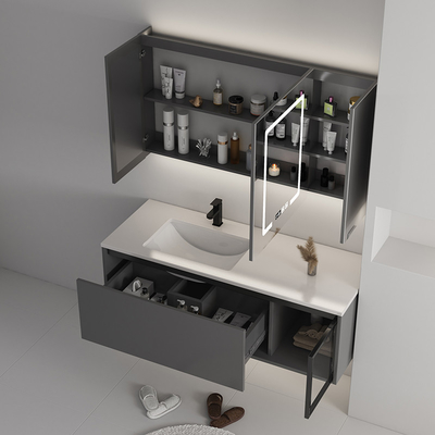 3 шкафа Bathroom дверей твердых деревянных с зеркалом СИД экрана касания