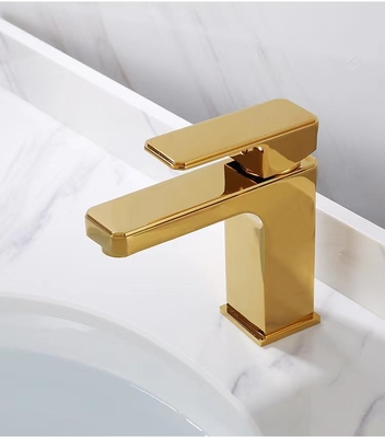 Отполированный кран таза мытья ручки золотого латунного санитарного Faucet изделий одиночный