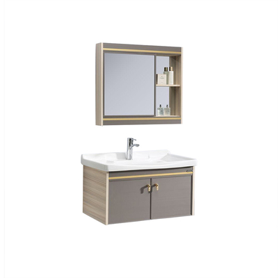 Серые голубые шкафы Bathroom твердой древесины 80cm справляются - установленная тщета
