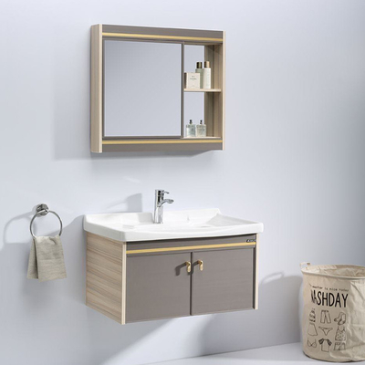 Серые голубые шкафы Bathroom твердой древесины 80cm справляются - установленная тщета