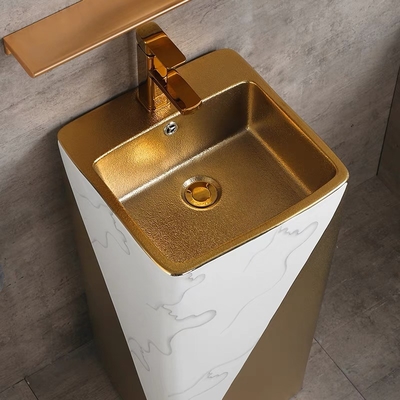 One piece золота раковин Bathroom положения пола постамента 9L роскошное