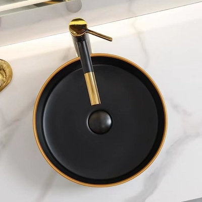 Цвет таза мытья Countertop керамический круглый керамический штейновый сияющий черный