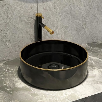 Цвет таза мытья Countertop керамический круглый керамический штейновый сияющий черный