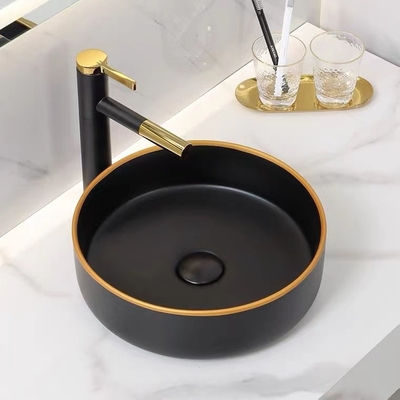 Цвет таза мытья Countertop керамический круглый керамический штейновый сияющий черный